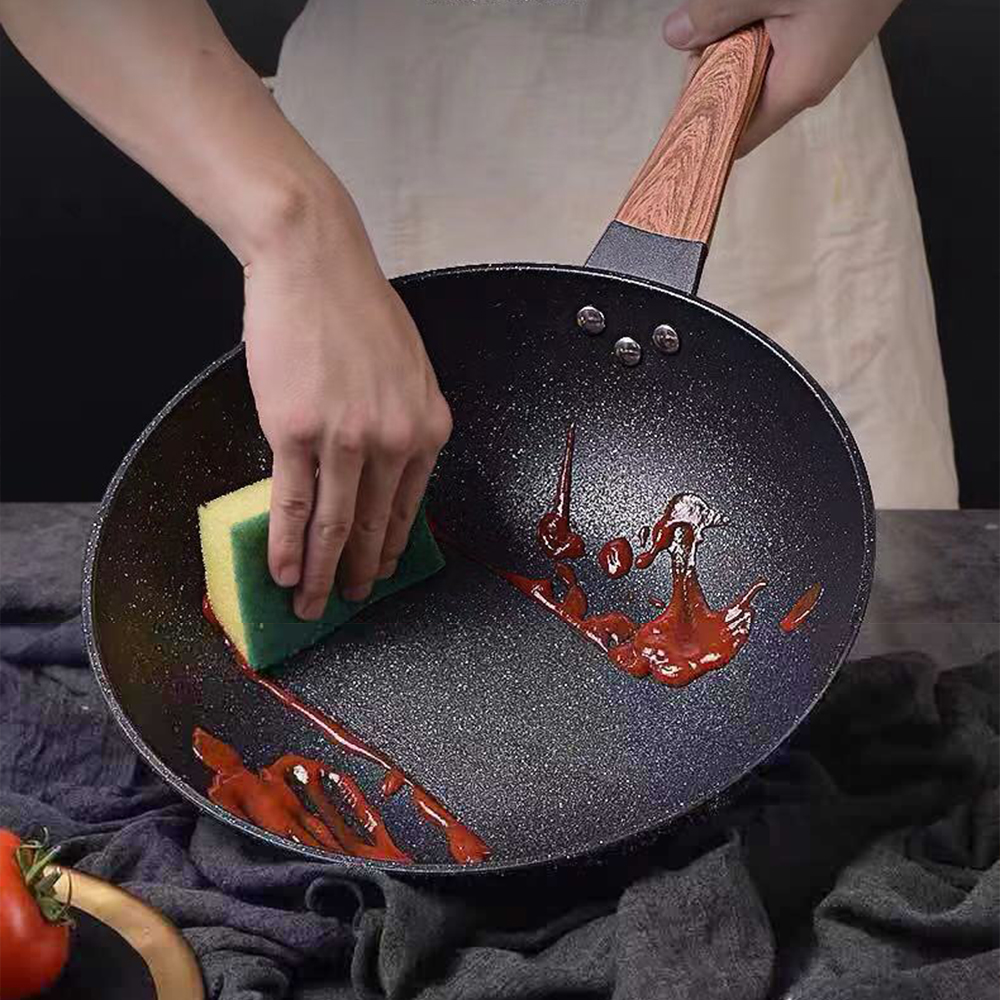 32CM Non-stick Wok Frying Pan  - đánh giá và giá Home Cooking Cookbook