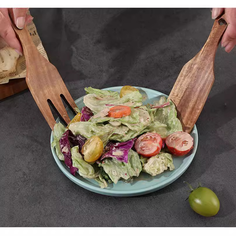 Wooden Salad Server, Wood Sala - đánh giá và giá Home Cooking Cookbook